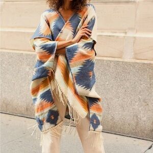 Free people Chic Bohemian Poncho with Fringe